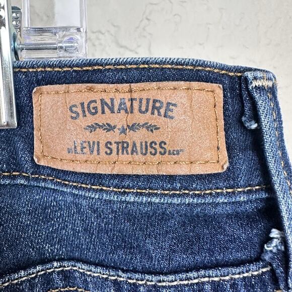 Levi’s Signature 18 Slim Fit Cuffed Jeans Dark Wash Y2K Stretch Denim - Picture 3 of 4